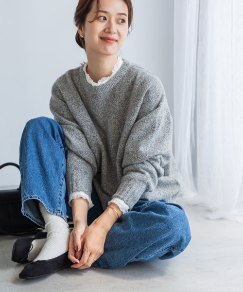 URBAN RESEARCH DOORS（アーバンリサーチドアーズ）の「ハミルトンウールクルーワイドプルオーバー（ニット/セーター・レディース・オレンジ/グレー/ライトブルー・MEDIUM）」の5枚目の写真