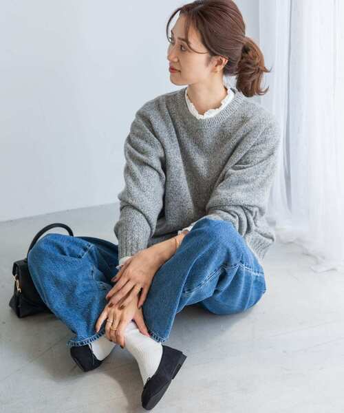 URBAN RESEARCH DOORS（アーバンリサーチドアーズ）の「ハミルトンウールクルーワイドプルオーバー（ニット/セーター・レディース・オレンジ/グレー/ライトブルー・MEDIUM）」の8枚目の写真