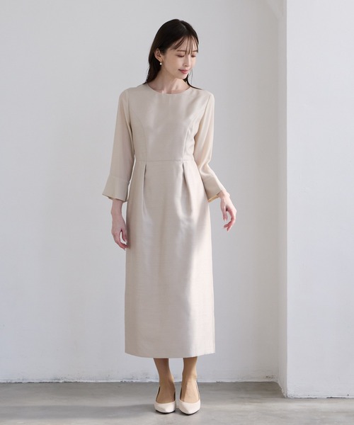 セール】シフォンスリーブシャンタンワンピース 結婚式 お呼ばれ