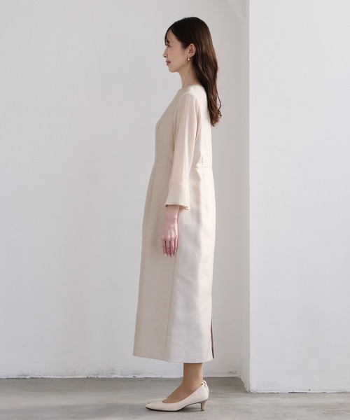 AIMER(エメ)の「シフォンスリーブシャンタンワンピース 結婚式 お呼ばれ ドレス 20代 30代 40代(ワンピース・レディース・ネイビー/ベージュ・LARGE/MEDIUM)」の7枚目の写真