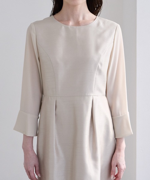 AIMER(エメ)の「シフォンスリーブシャンタンワンピース 結婚式 お呼ばれ ドレス 20代 30代 40代(ワンピース・レディース・ネイビー/ベージュ・LARGE/MEDIUM)」の9枚目の写真