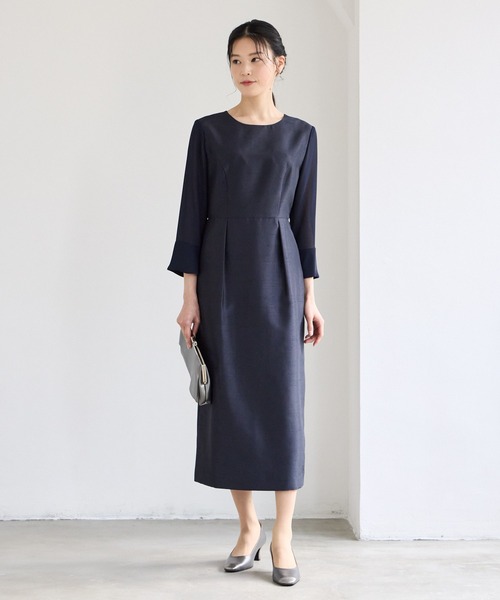 AIMER(エメ)の「シフォンスリーブシャンタンワンピース 結婚式 お呼ばれ ドレス 20代 30代 40代(ワンピース・レディース・ネイビー/ベージュ・LARGE/MEDIUM)」の18枚目の写真