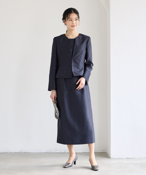 AIMER(エメ)の「シフォンスリーブシャンタンワンピース 結婚式 お呼ばれ ドレス 20代 30代 40代(ワンピース・レディース・ネイビー/ベージュ・LARGE/MEDIUM)」の5枚目の写真