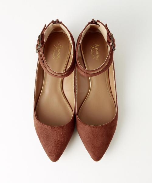 Another Edition（アナザーエディション）の「Wストラップフラットシューズ/AE WST FLT◆（パンプス・レディース・ネイビー/ブラウン・SMALL/MEDIUM/LARGE）」の3枚目の写真