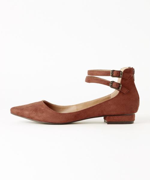 Another Edition（アナザーエディション）の「Wストラップフラットシューズ/AE WST FLT◆（パンプス・レディース・ネイビー/ブラウン・SMALL/MEDIUM/LARGE）」の4枚目の写真