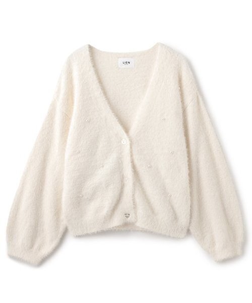 petit main LIEN（プティマインリアン）の「【リンク】シャギーニットカーディガン（カーディガン/ボレロ・レディース・アイボリー/ライトピンク/グレー・FREE）」の2枚目の写真