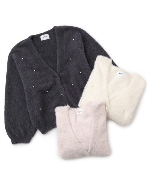petit main LIEN（プティマインリアン）の「【リンク】シャギーニットカーディガン（カーディガン/ボレロ・レディース・アイボリー/ライトピンク/グレー・FREE）」の6枚目の写真