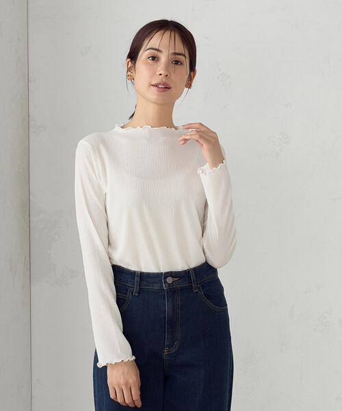 COMME CA ISM(コムサイズム)の「ボトルネックカットソー(Tシャツ/カットソー・レディース・ブラック/ホワイト・MEDIUM/LARGE)」の1枚目の写真