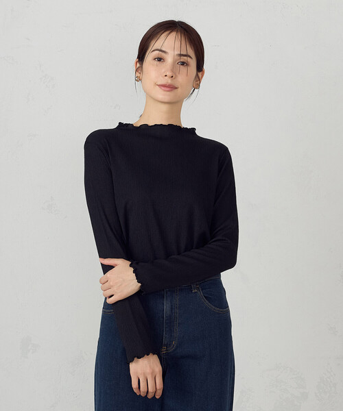 COMME CA ISM(コムサイズム)の「ボトルネックカットソー(Tシャツ/カットソー・レディース・ブラック/ホワイト・MEDIUM/LARGE)」の2枚目の写真