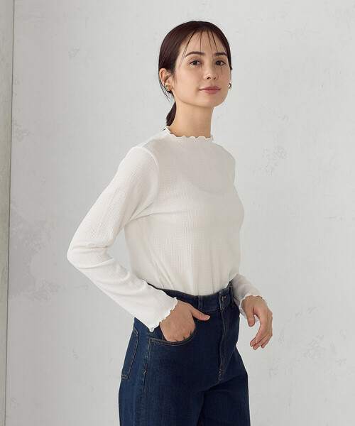 COMME CA ISM(コムサイズム)の「ボトルネックカットソー(Tシャツ/カットソー・レディース・ブラック/ホワイト・MEDIUM/LARGE)」の4枚目の写真