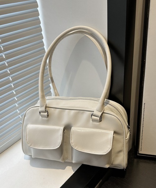 paravion(パラビオン)の「ダブルポケットボストンバッグ(ボストンバッグ・レディース・ブラウン/ホワイト/ブラック・FREE)」の5枚目の写真