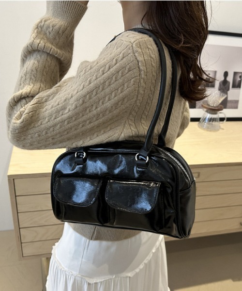 paravion(パラビオン)の「ダブルポケットボストンバッグ(ボストンバッグ・レディース・ブラウン/ホワイト/ブラック・FREE)」の7枚目の写真