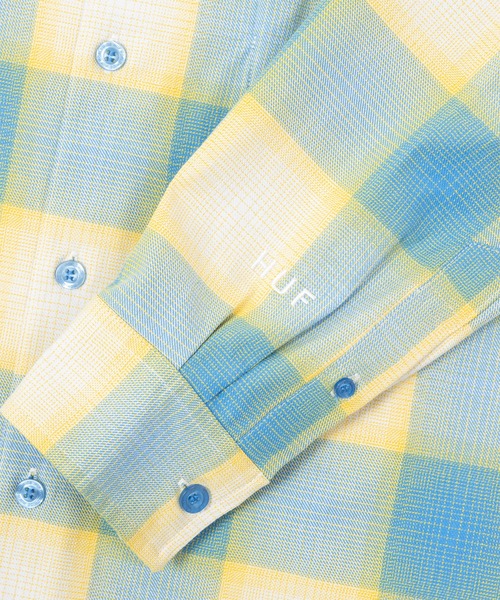HUF（ハフ）の「OG LOGO OMBRE PLAID LS SHIRT / HUF ハフ 長袖シャツ（シャツ/ブラウス・メンズ・ブルー系その他/グレー・SMALL/XX-LARGE/X-LARGE/LARGE/MEDIUM）」の10枚目の写真
