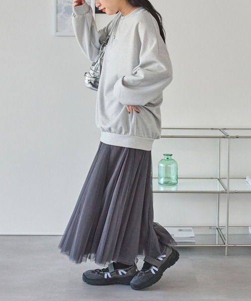 LinoU.(リノユー)の「ワッフル編みロングTシャツ(Tシャツ/カットソー・レディース・ホワイト/ブラック/グレー・M/L)」の14枚目の写真
