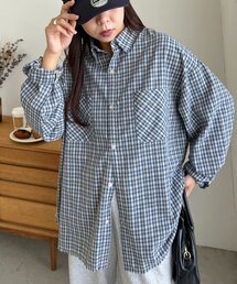 【WEB限定】チェックフリンジオーバーシャツ