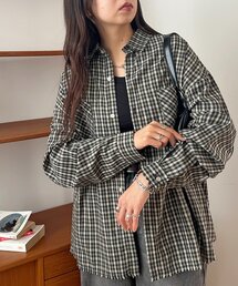 【WEB限定】チェックフリンジオーバーシャツ
