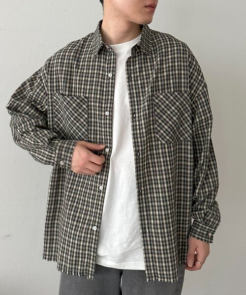 DISCOAT(ディスコート)の「【WEB限定】チェックフリンジオーバーシャツ(シャツ/ブラウス・レディース・ブルー/ブラック・FREE)」の12枚目の写真