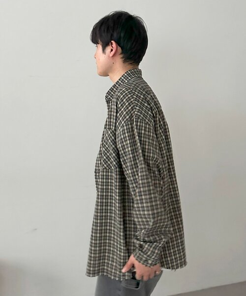 WEB限定】チェックフリンジオーバーシャツ（シャツ/ブラウス