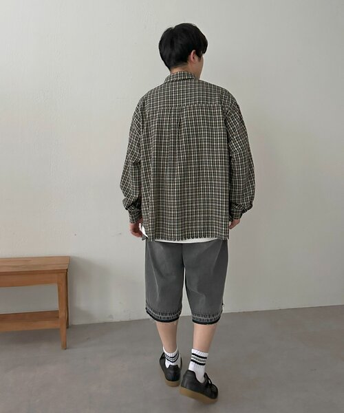 WEB限定】チェックフリンジオーバーシャツ（シャツ/ブラウス