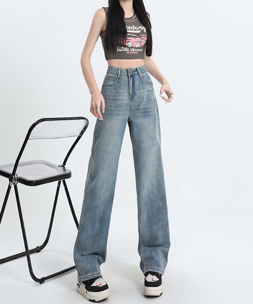 BANICO(バニコ)の「【BANICO】ウォッシュデニムパンツ(デニムパンツ・レディース・ブルー/ライトブルー・LARGE/MEDIUM/SMALL)」の1枚目の写真