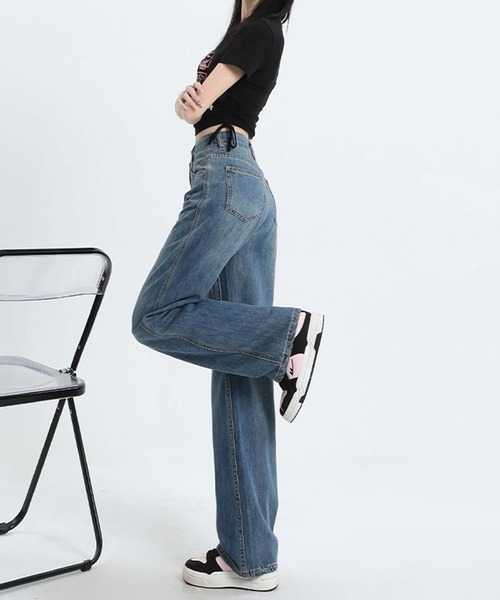 BANICO(バニコ)の「【BANICO】ウォッシュデニムパンツ(デニムパンツ・レディース・ブルー/ライトブルー・LARGE/MEDIUM/SMALL)」の3枚目の写真