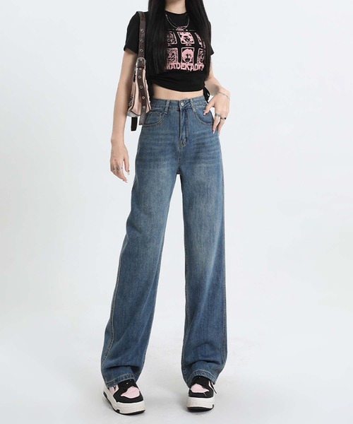 BANICO(バニコ)の「【BANICO】ウォッシュデニムパンツ(デニムパンツ・レディース・ブルー/ライトブルー・LARGE/MEDIUM/SMALL)」の7枚目の写真