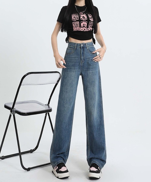 BANICO(バニコ)の「【BANICO】ウォッシュデニムパンツ(デニムパンツ・レディース・ブルー/ライトブルー・LARGE/MEDIUM/SMALL)」の9枚目の写真