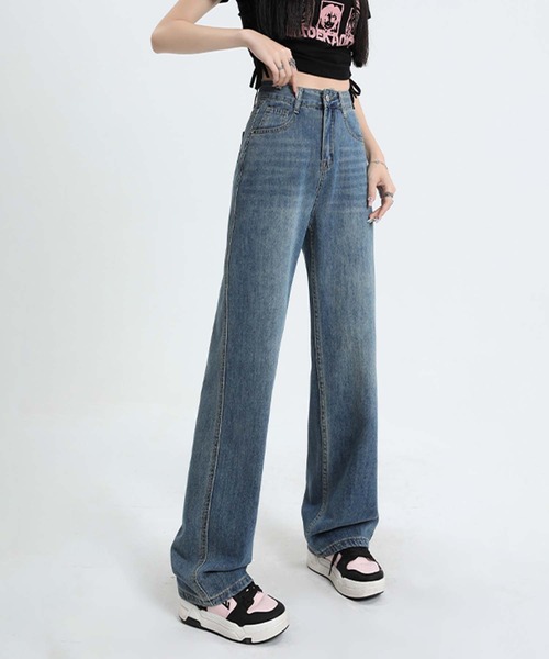 BANICO(バニコ)の「【BANICO】ウォッシュデニムパンツ(デニムパンツ・レディース・ブルー/ライトブルー・LARGE/MEDIUM/SMALL)」の5枚目の写真