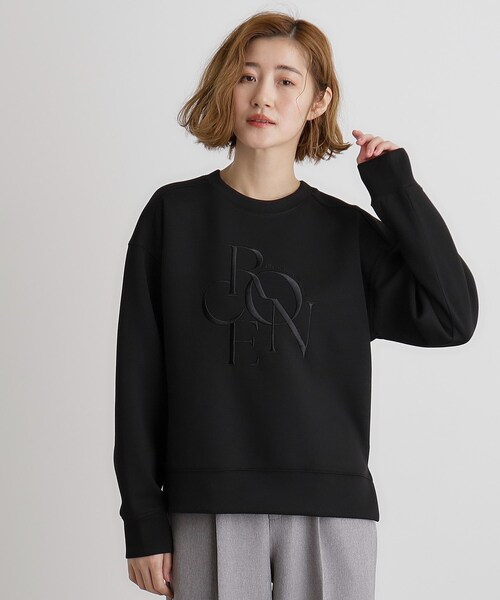 grove（グローブ）の「サークルロゴ刺繍ダンボールスエット（スウェット・レディース・ブラック/オフホワイト/ナチュラル・02/03/01/04/05）」の2枚目の写真