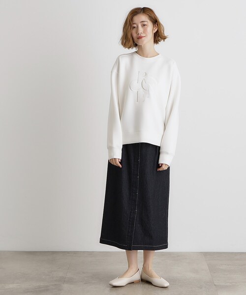grove（グローブ）の「サークルロゴ刺繍ダンボールスエット（スウェット・レディース・ブラック/オフホワイト/ナチュラル・02/03/01/04/05）」の6枚目の写真