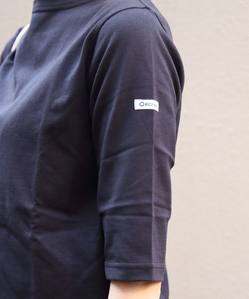 ORCIVAL/オーシバル ボートネックハーフスリーブプルオーバー ソリッド