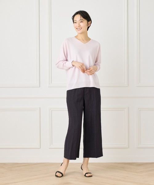 I.T.'S international(イッツインターナショナル)の「リネン混ワイドクロップトパンツ(その他パンツ・レディース・ベージュ/ネイビー/カーキ/レッド系その他/ブルー/オフホワイト・11号/9号/5号/7号/13号)」の9枚目の写真