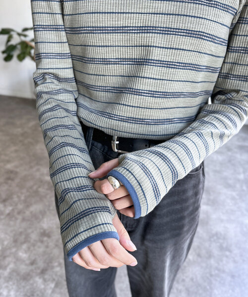 U.S. POLO ASSN.(ユーエスポロアッスン)の「【U.S. POLO ASSN.】クルーネックリブロンT(Tシャツ/カットソー・レディース・アイボリー/ブラック/グリーン系その他/ホワイト系その他/グレー・FREE)」の7枚目の写真