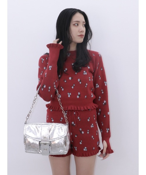 jouetie（ジュエティ）の「【jouetie×HTH】フリルフラワーニット【コラボ/セットアップ対応】（ニット/セーター・レディース・レッド/アイボリー・MEDIUM）」の11枚目の写真