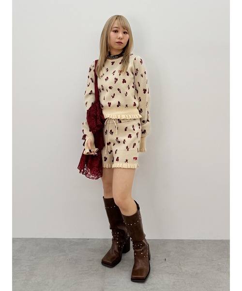 jouetie（ジュエティ）の「【jouetie×HTH】フリルフラワーニット【コラボ/セットアップ対応】（ニット/セーター・レディース・レッド/アイボリー・MEDIUM）」の14枚目の写真