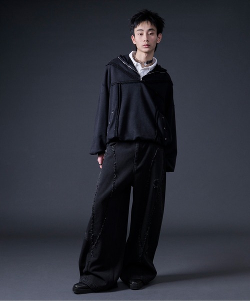 Ellno Loset(エルノロゼット)の「フリンジラインダメージデニム(デニムパンツ・メンズ・ブラック・MEDIUM/SMALL/X-SMALL/LARGE)」の11枚目の写真