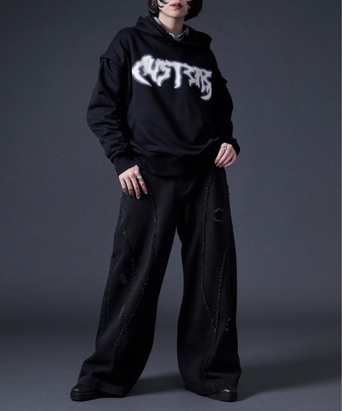 Ellno Loset(エルノロゼット)の「フリンジラインダメージデニム(デニムパンツ・メンズ・ブラック・MEDIUM/SMALL/X-SMALL/LARGE)」の20枚目の写真