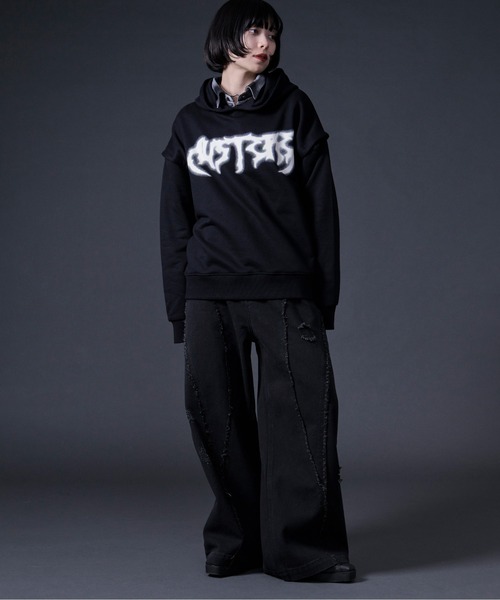 Ellno Loset(エルノロゼット)の「フリンジラインダメージデニム(デニムパンツ・メンズ・ブラック・MEDIUM/SMALL/X-SMALL/LARGE)」の21枚目の写真