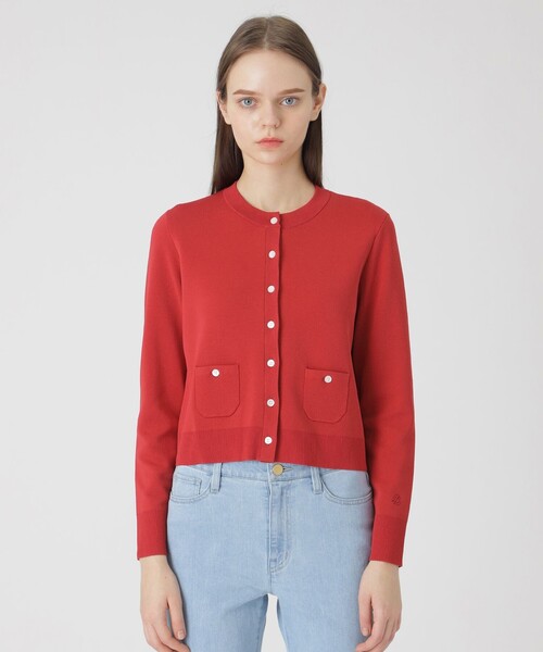 BLUE LABEL CRESTBRIDGE(ブルーレーベルクレストブリッジ)の「コットンポリエステルスムースニットカーディガン(カーディガン/ボレロ・レディース・レッド系その他/ダークネイビー/イエロー/オフホワイト/ブルー・38)」の5枚目の写真