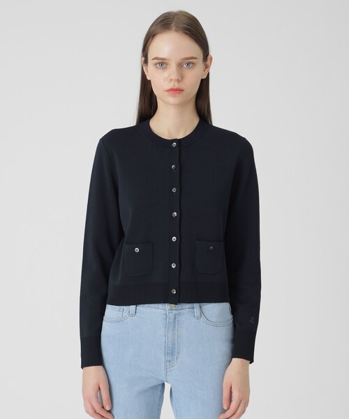 BLUE LABEL CRESTBRIDGE(ブルーレーベルクレストブリッジ)の「コットンポリエステルスムースニットカーディガン(カーディガン/ボレロ・レディース・レッド系その他/ダークネイビー/イエロー/オフホワイト/ブルー・38)」の1枚目の写真