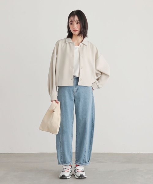 n'OrLABEL（ノアールレーベル）の「【機能素材】『ダンボールニットショートカーディガン』（カーディガン/ボレロ・レディース・ブラック/アイボリー/ブルー・2/1）」の9枚目の写真