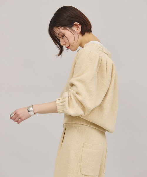 Curensology ブークレニットジップカーディガン美品 Curensology(カレンソロジー)/ブークレニットジップカーディガン