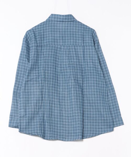 MASHIRO(マシロ)の「【MASHIRO】ブルーチェックゆるシャツ/裏地ボーダー(MA/EK95)(シャツ/ブラウス・レディース・ブルー・FREE)」の3枚目の写真