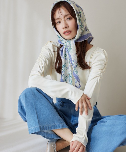 mysty woman(ミスティウーマン)の「【WEB限定】ギャザースリーブプルオーバー 326663(Tシャツ/カットソー・レディース・アイボリー/オフホワイト/ブラック/ブラウン/ピンク・FREE)」の7枚目の写真