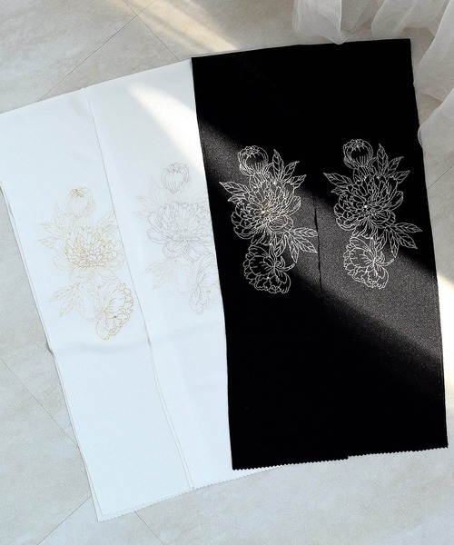 半衿 レース刺繍＆ストーン ピオニー 日本製