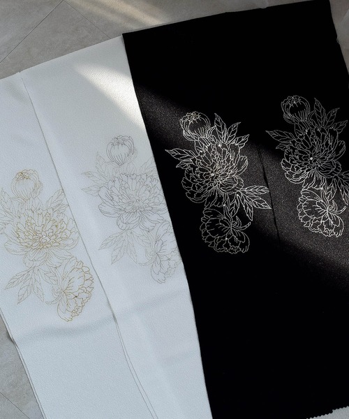 半衿 レース刺繍＆ストーン ピオニー 日本製