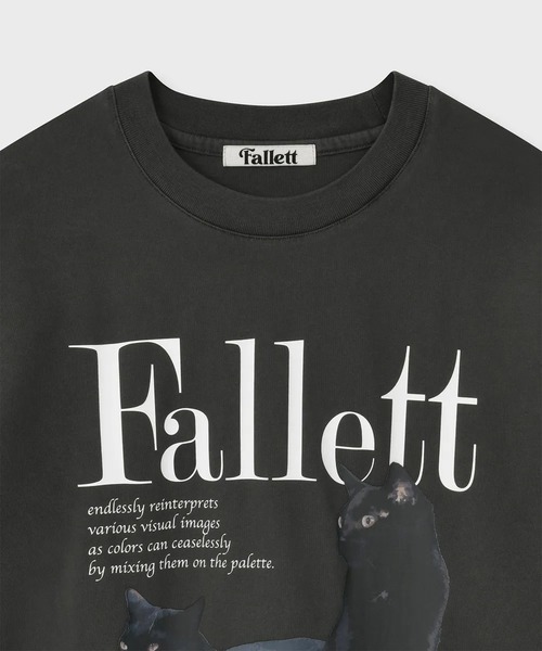 FALLETTネロフライ半袖Tシャツ 猫 クロップ 女性 半袖 A'GEM/9 × .kom 『FALLETT/ファレット』 DEUX NERO SHORT SLEEVE