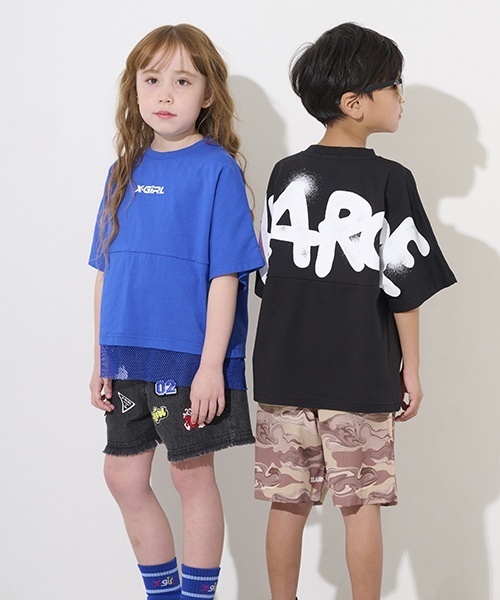 X-girl Stages（エックスガールステージス）の「カラフルロゴメッシュ切替半袖Tシャツ（Tシャツ/カットソー・キッズ・ブルー/オフホワイト/ブラック・110cm/120cm/130cm/140cm/90cm/100cm/80ｃｍ）」の7枚目の写真