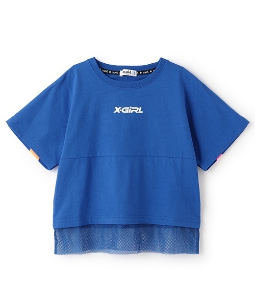 X-girl Stages（エックスガールステージス）の「カラフルロゴメッシュ切替半袖Tシャツ（Tシャツ/カットソー・キッズ・ブルー/オフホワイト/ブラック・110cm/120cm/130cm/140cm/90cm/100cm/80ｃｍ）」の8枚目の写真