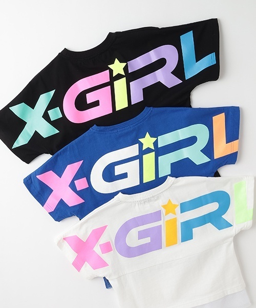 X-girl Stages（エックスガールステージス）の「カラフルロゴメッシュ切替半袖Tシャツ（Tシャツ/カットソー・キッズ・ブルー/オフホワイト/ブラック・110cm/120cm/130cm/140cm/90cm/100cm/80ｃｍ）」の13枚目の写真